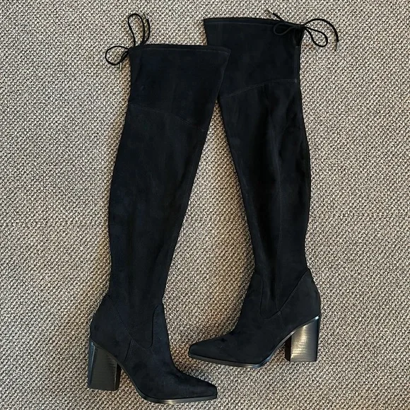 Marc Fisher LTD Okun Over The Knee Thigh Black Suede Boots - Picture 6 of 9